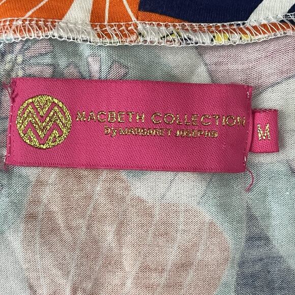 Macbeth Collection by Margaret Josephs Wrap Dress M Bell Sleeve Tropical Floral - Picture 8 of 10